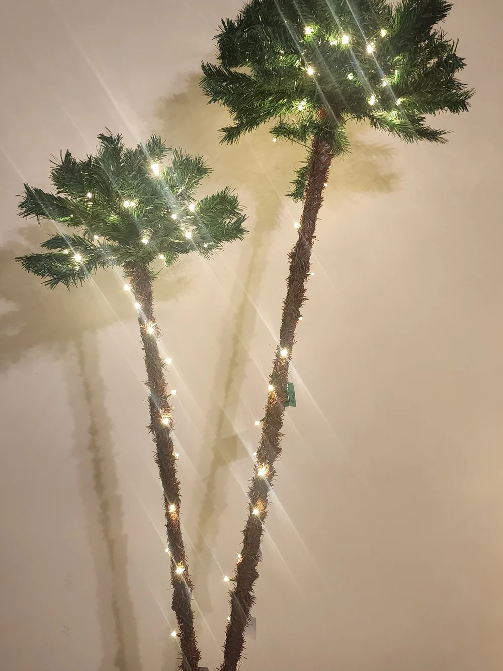 Green Palm Tree  with Warm White Lights